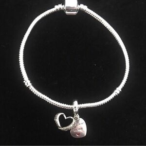 Sterling Silver Heart Charm Bracelet